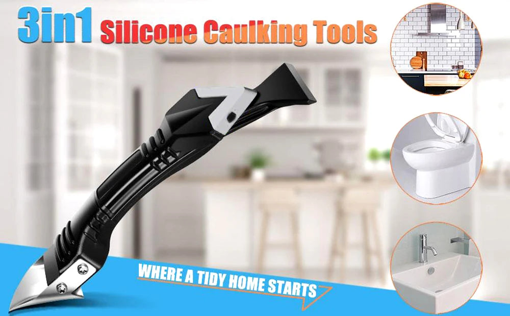 Silicone Caulking Tools Sealant Finishing Tool Grout Remove Scraper Caulk Remover Glass Glue Angle Scraper for Bathroom Kitchen
