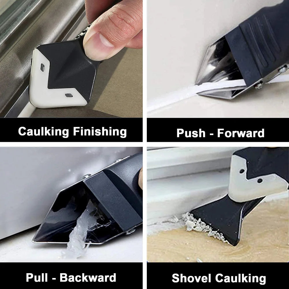 Silicone Caulking Tools Sealant Finishing Tool Grout Remove Scraper Caulk Remover Glass Glue Angle Scraper for Bathroom Kitchen